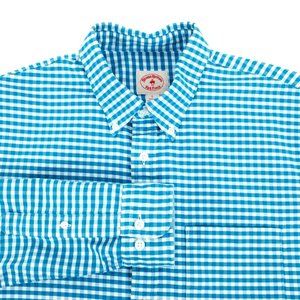 Brooks Brothers Red Fleece Oxford Cotton Green Check Button Down Shirt LG Large